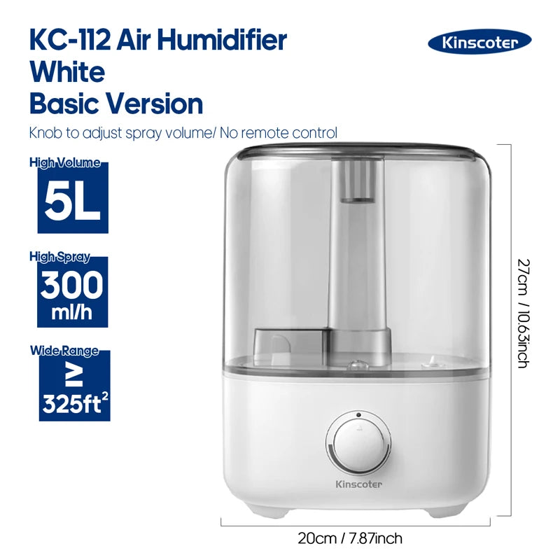 Kinscoter Ultrasonic Humidifier 3L – Dual Mist, Remote Control & Aromatherapy - Hiigieia