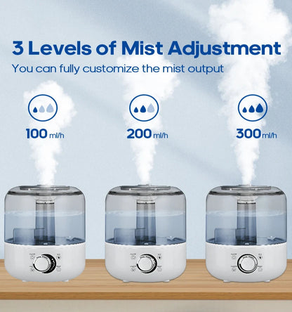 Kinscoter Ultrasonic Humidifier 3L – Dual Mist, Remote Control & Aromatherapy - Hiigieia
