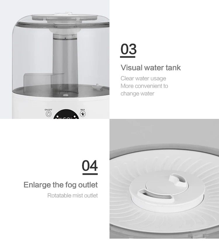 Kinscoter Ultrasonic Humidifier 3L – Dual Mist, Remote Control & Aromatherapy - Hiigieia