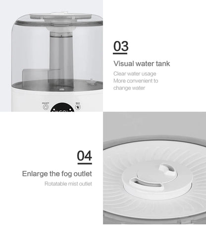 Kinscoter Ultrasonic Humidifier 3L – Dual Mist, Remote Control & Aromatherapy - Hiigieia