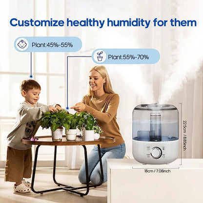 Kinscoter Ultrasonic Humidifier 3L – Dual Mist, Remote Control & Aromatherapy - Hiigieia